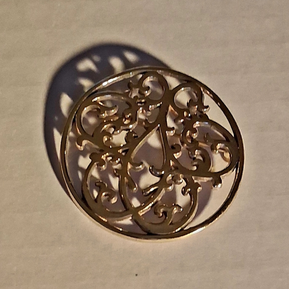 Sterling Silver IC JAMES CRAIG Spiral Scroll Open-Work Gold Brooch